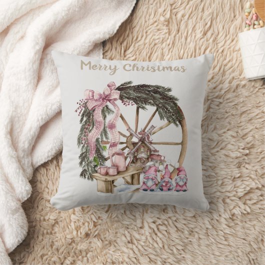 VintagePink休暇格言とワゴンホイール クッション (ブランケット)