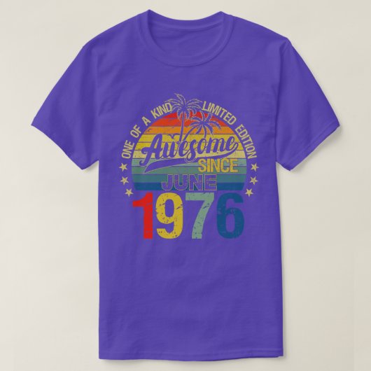 VintageYears Old 1976年6月デコレーション誕生日 Tシャツ (デザイン正面)