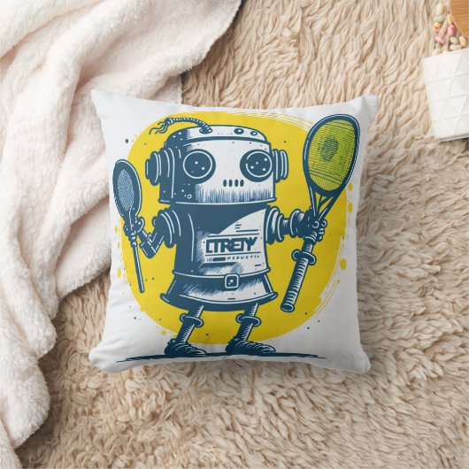 vintaje cute robot steampunk friendly IA 4 クッション (ブランケット)