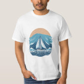 vintaje design boat ocean 2 tシャツ (正面)