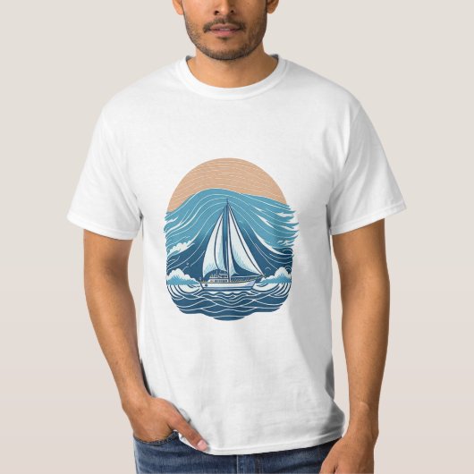 vintaje design boat ocean 2 tシャツ (正面)