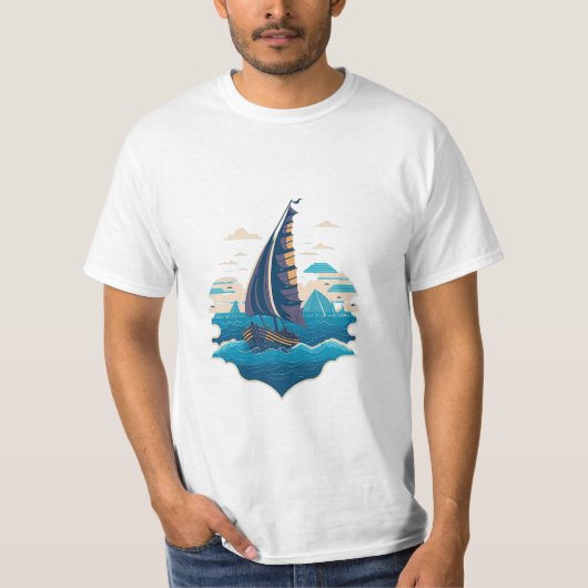 vintaje design boat ocean 3 tシャツ (正面)