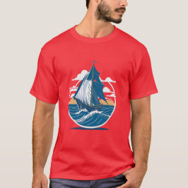 vintaje design boat ocean 4 tシャツ