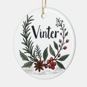 Vinter - Scandinavian Winter Floral Ornament セラミックオーナメント (左)