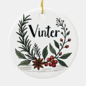 Vinter - Scandinavian Winter Floral Ornament セラミックオーナメント (裏面)
