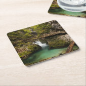 Vintgarの峡谷渓谷を通る木の通路 スクエアペーパーコースター (アングル)