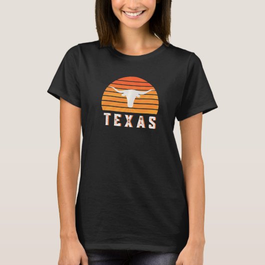 Vintge Austin Texas Keep It Weird Longhorn Sunset Tシャツ (正面)