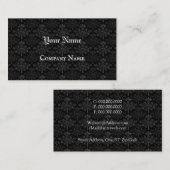 Vintnage Floral Damask Black Gray Custom 名刺 (正面/裏面)