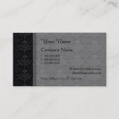 Vintnage Floral Damask Black Gray Custom 名刺 (正面)