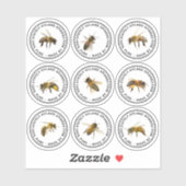 Vinyl 澄ん Realistic Bee Product Labels 1.25" シール (シート)
