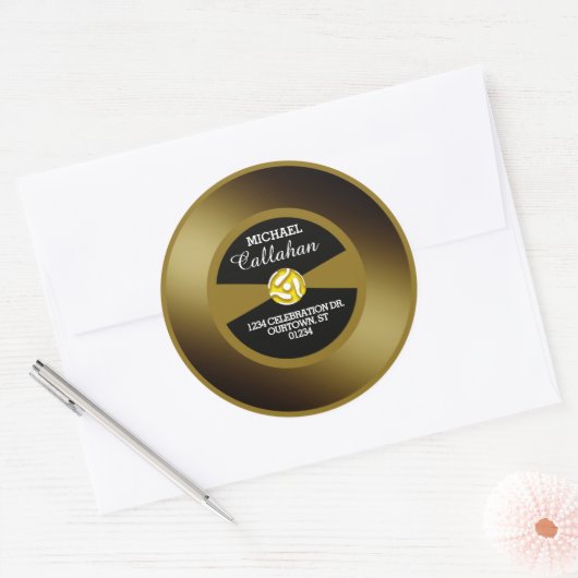 Vinyl 45 ゴールドレコード 個人宛名シール ラウンドシール (封筒)