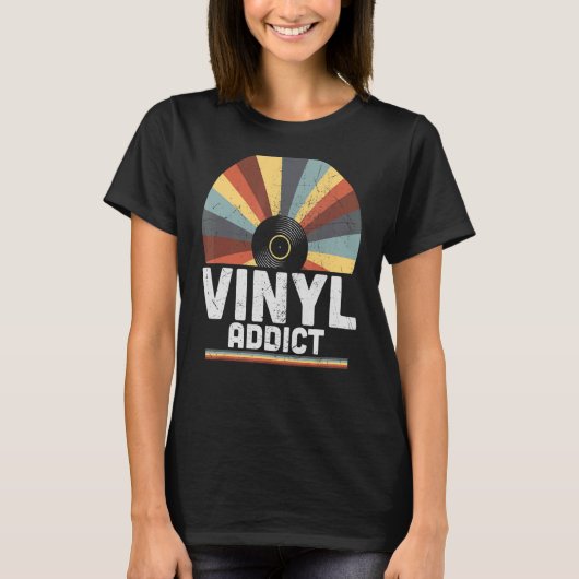Vinyl Addictレトロ60s 70s 80sミュージック Tシャツ (正面)