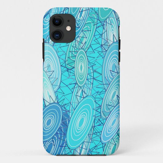 "Vinyl Blues"抽象芸術-ターコイズ、青、白 Case-Mate iPhoneケース (裏面)