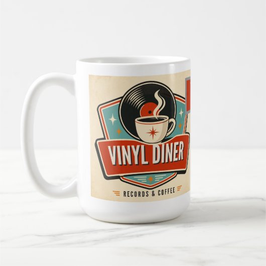 Vinyl Diner Records & Coffee – レトロ音楽 コーヒーマグカップ (左)