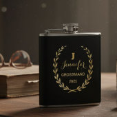 Vinyl flask with personalized black design  フラスク