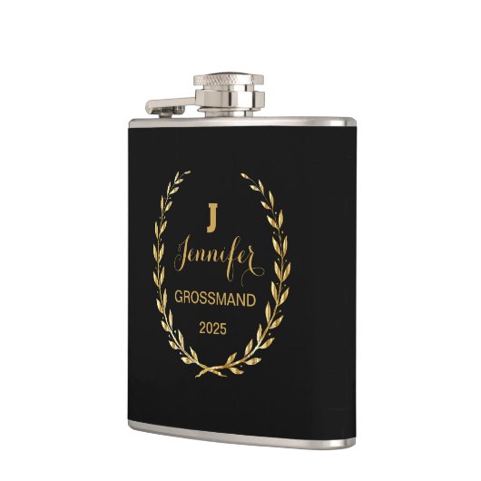 Vinyl flask with personalized black design フラスク (左)