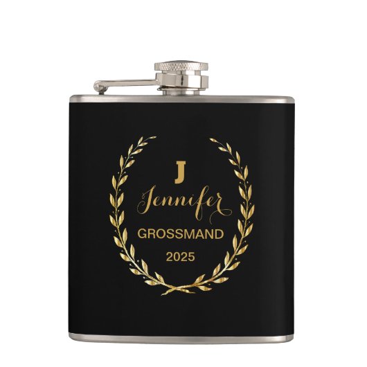 Vinyl flask with personalized black design  フラスク (正面)