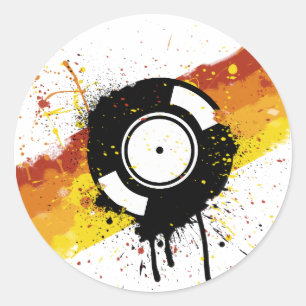 Vinyl Graffiti - DJ record DJing DJs Disk Jockey ラウンドシール