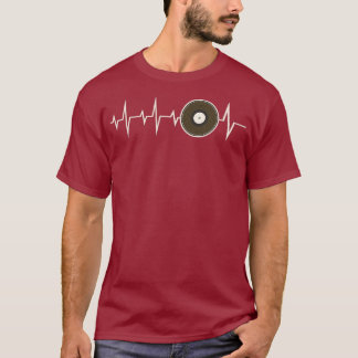 Vinyl Heartbeat - EKG Puls Line Vinyl Records DJ Tシャツ