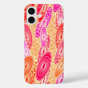 "Vinyl Jazz"抽象芸術 – オレンジ、明るい赤紫色、ピンク iPhone 16 Plusケース