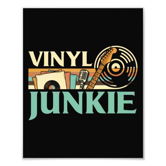 Vinyl Junkie LP Records DJ Turntable Music Collect フォトプリント (正面)