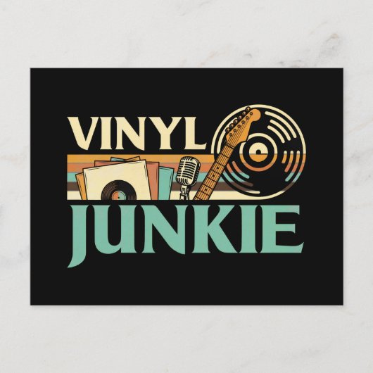 Vinyl Junkie LP Records DJ Turntable Music Collect ポストカード (正面)
