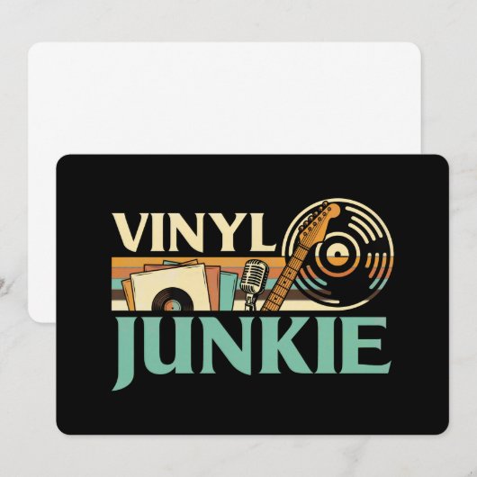 Vinyl Junkie LP Records DJ Turntable Music Collect 招待状 (正面/裏面)