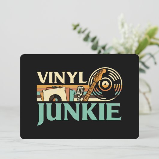 Vinyl Junkie LP Records DJ Turntable Music Collect 招待状 (スタンド正面)
