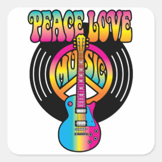Vinyl Peace Love & Music スクエアシール