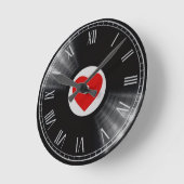 Vinyl record and music elements Watch ラウンド壁時計 (傾斜)