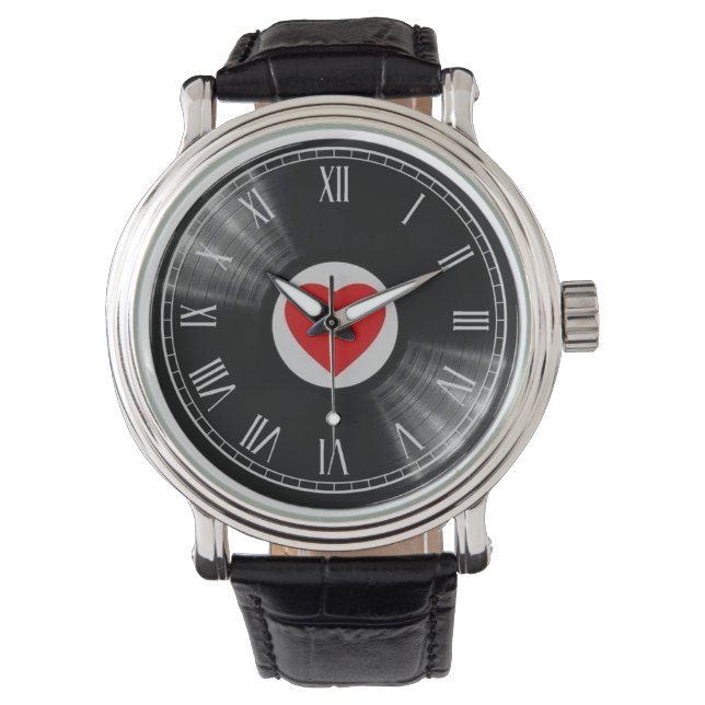Vinyl record and music elements Watch 腕時計 (正面)
