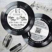 Vinyl Record Black and White 結婚 Music's 招待状