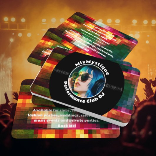 Vinyl Record DJモダンフォト スクエア名刺