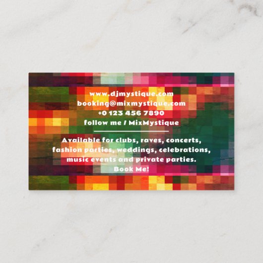 Vinyl Record DJモダンフォト 名刺 (裏面)