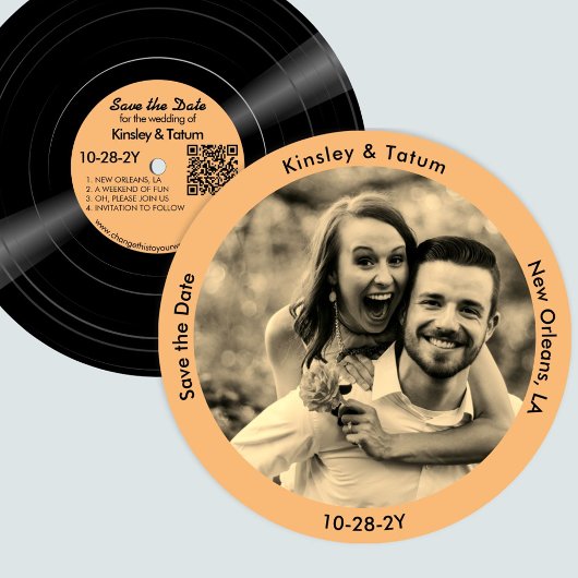 Vinyl Record Photo Save the Date Sepia セーブザデート