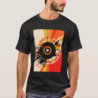 Vinyl Record Player Djミュージックヴィンテージレトロ Tシャツ