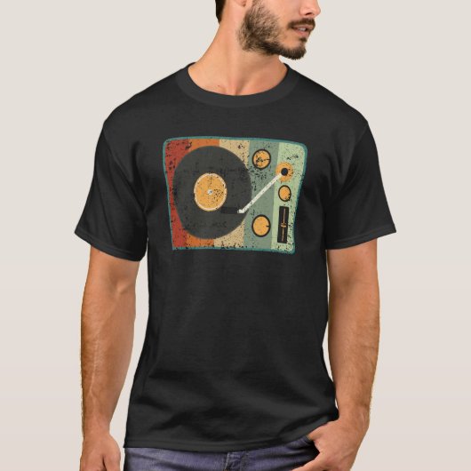 Vinyl Record Player Retro Music Record Collector Tシャツ (正面)