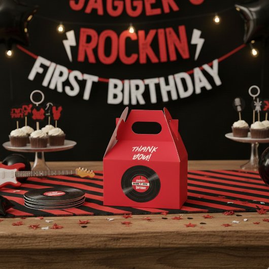 Vinyl Record Rock and Roll Birthday Red Gable フェイバーボックス
