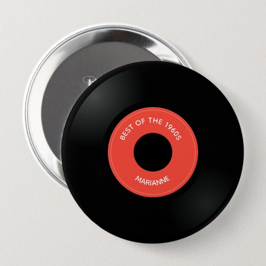 Vinyl Record Single "45" Design Button 缶バッジ (正面&裏面)