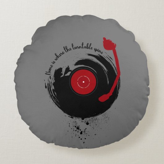 Vinyl Records Homeはターンテーブルの回転 ラウンドクッション (正面)