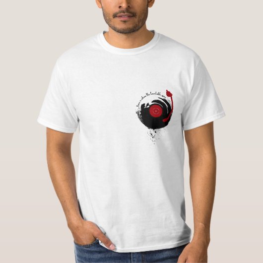 Vinyl Records Homeはターンテーブルの回転 Tシャツ (正面)