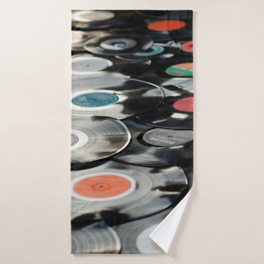 Vinyl retro plastic old black バスタオル (バスタオル)
