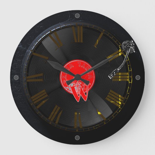 Vinyl Vibes Retro Turntable Clock ラージ壁時計 (正面)