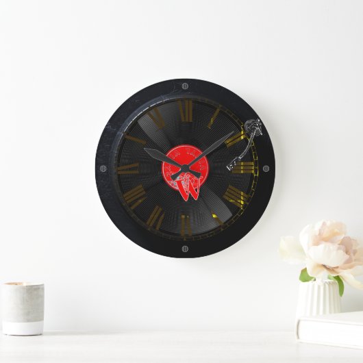 Vinyl Vibes Retro Turntable Clock ラージ壁時計 (ホーム)