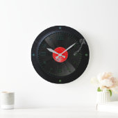 Vinyl Vibes Retro Wall Clock ラージ壁時計 (ホーム)