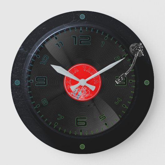 Vinyl Vibes Retro Wall Clock ラージ壁時計 (正面)