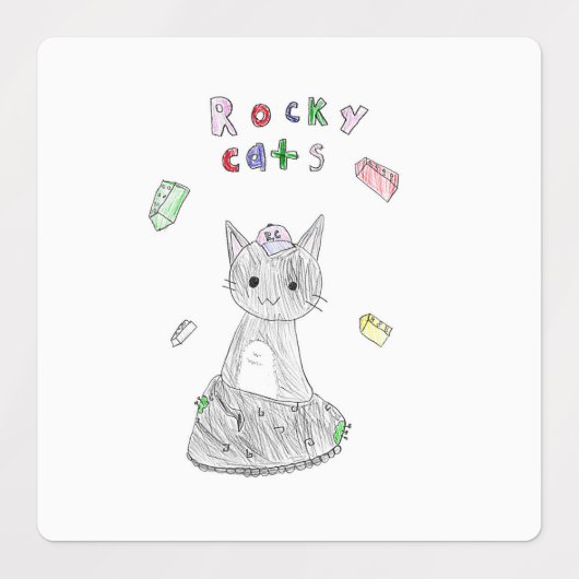 vinyl waterproof Rocky Cats sticker ラベル (デザイン1)
