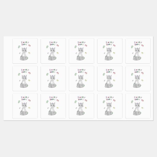 vinyl waterproof Rocky Cats sticker ラベル (シート)