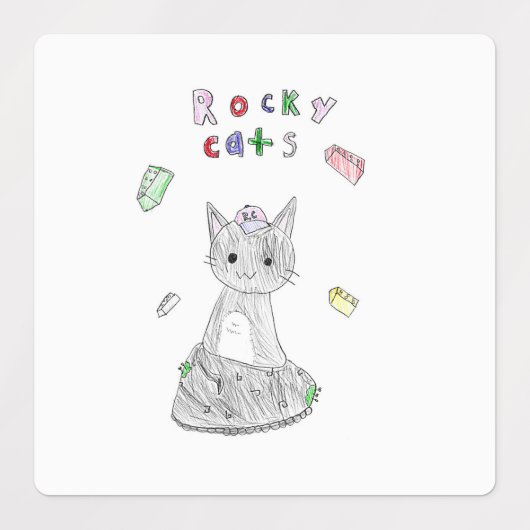 vinyl waterproof Rocky Cats sticker ラベル (デザイン2)