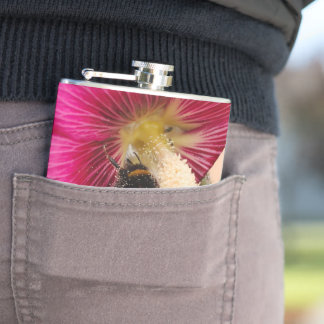 Vinyl wrapped flask Hollyhock bumble bee フラスク